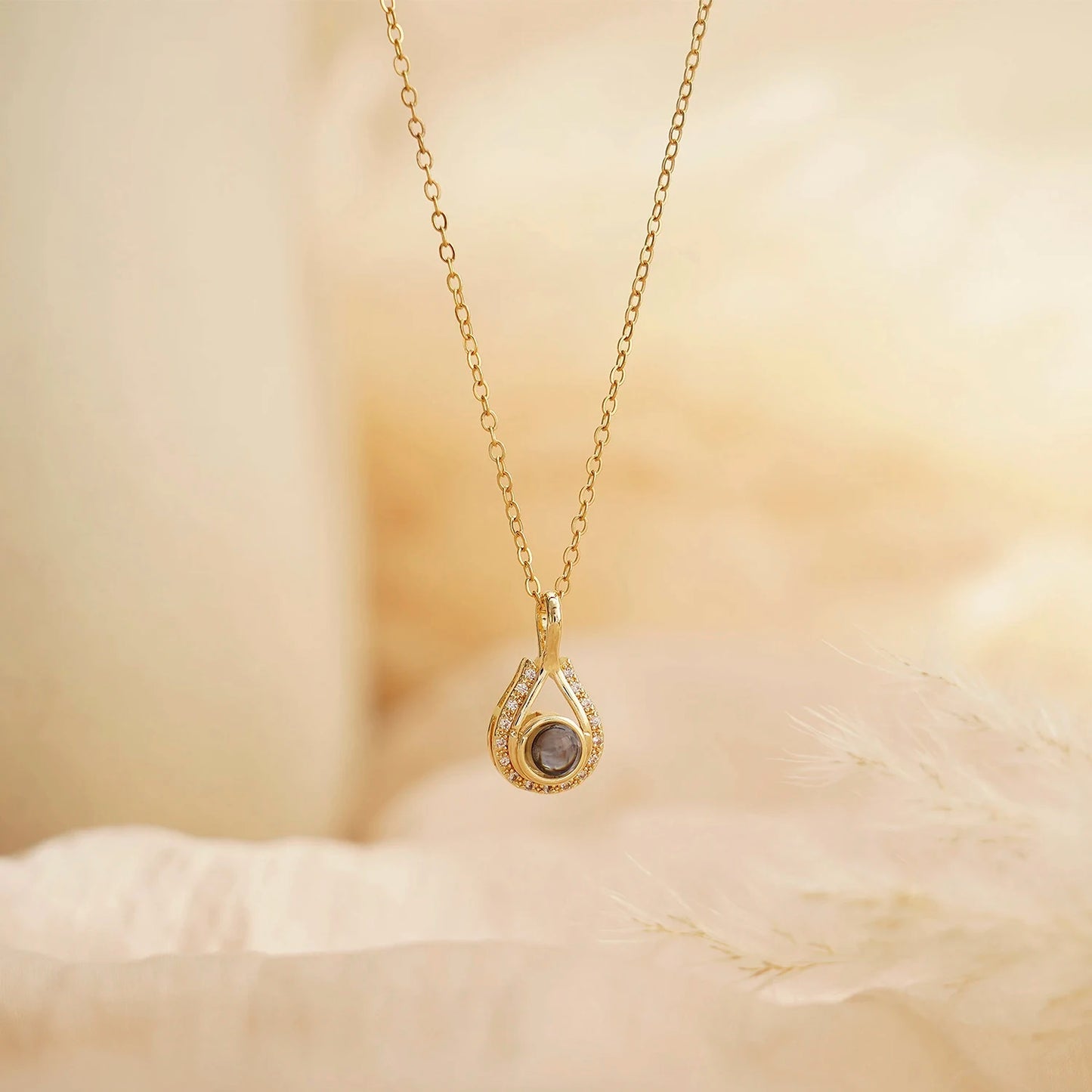 Collier de Projection Photo Personnalisé en Or